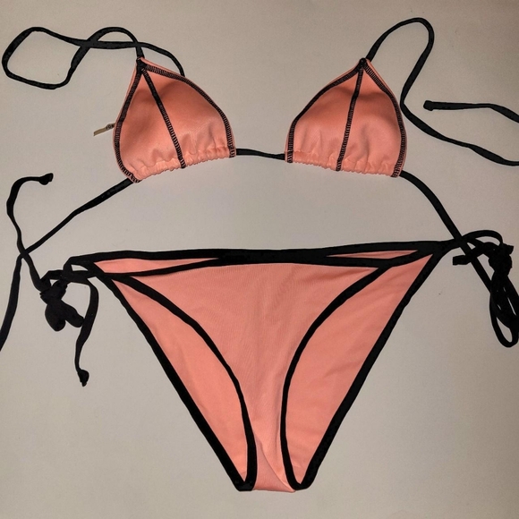 H&M Women's Black and Pink Bikini Set - Picture 1 of 5
